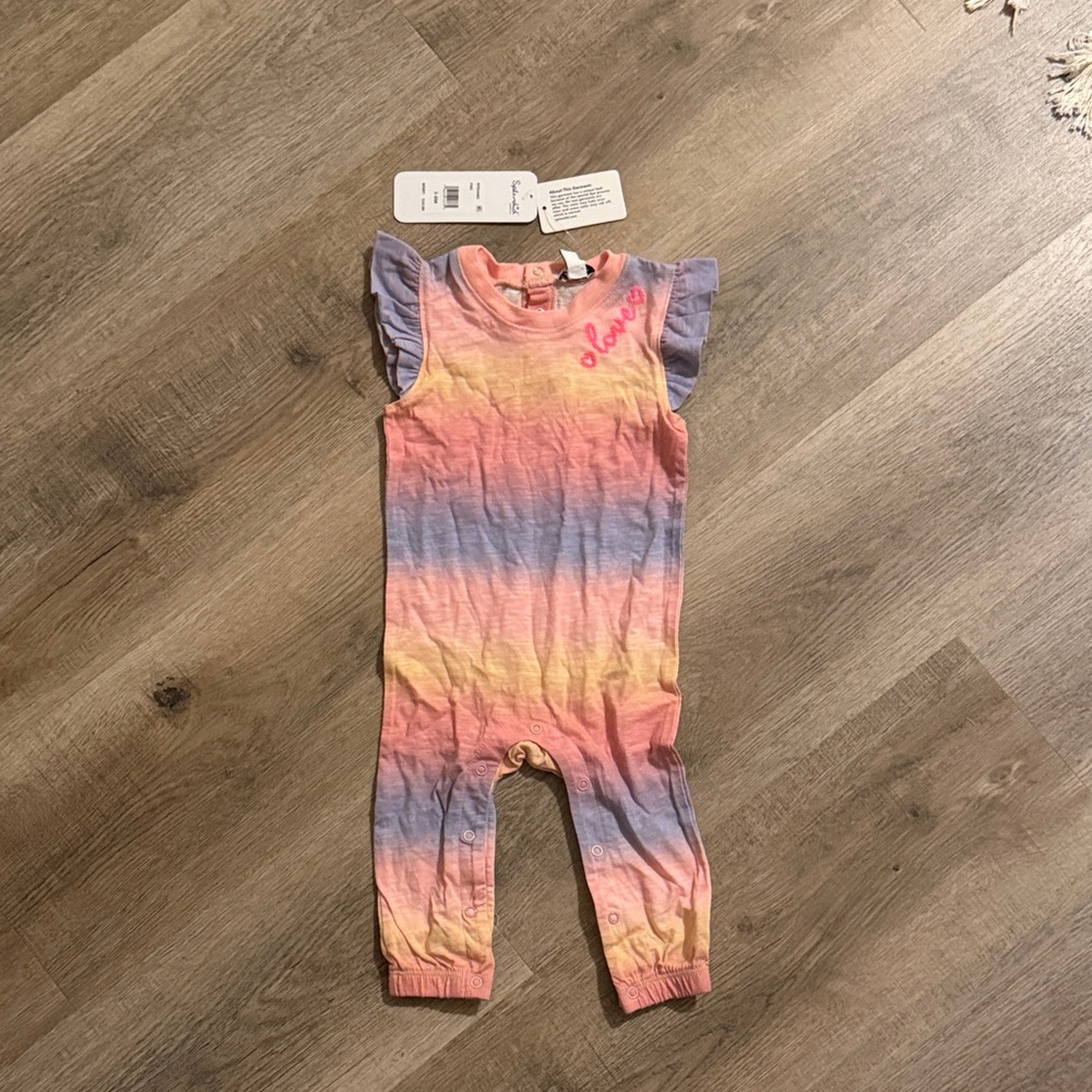 Splendid Girls Tie-Dye One-Piece Romper in Pink, Purple, Yellow